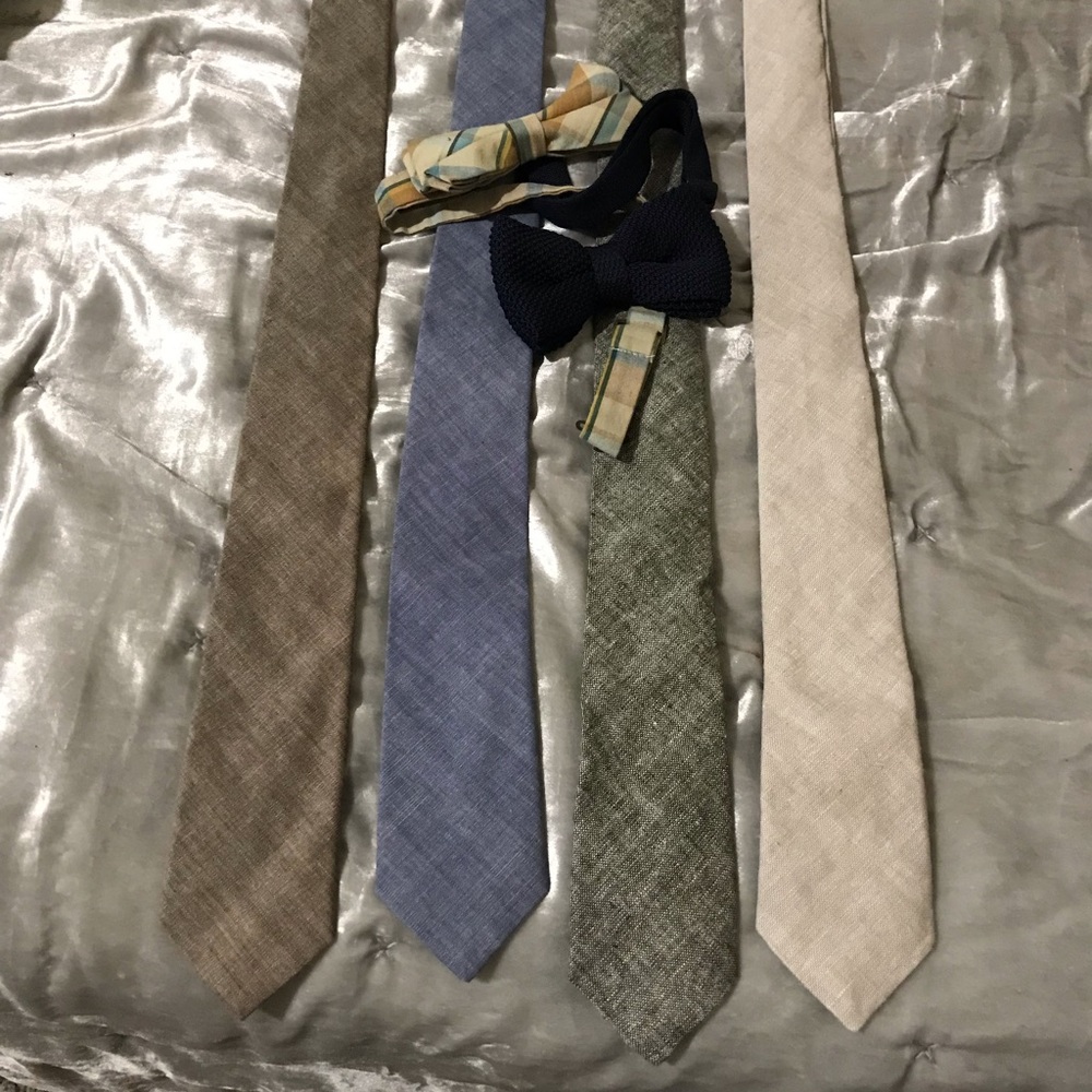 Set of 4 Apolis ties and 2 Goorin Bros bow ties